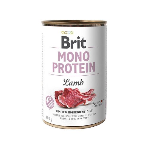 brit mono protein lamb puszka 400g karma mokra z jagnięciną