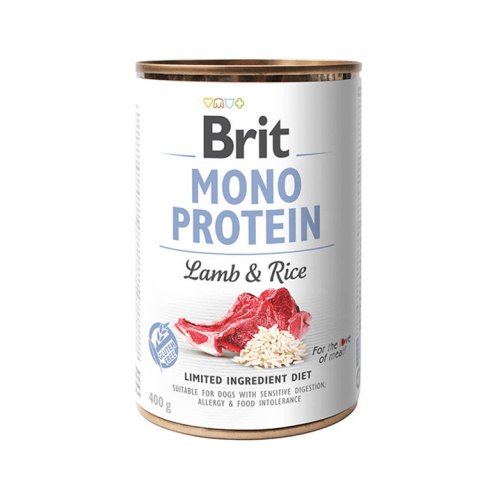 brit mono protein lamb & rice puszka 400g karma mokra z jagnięciną i ryżem