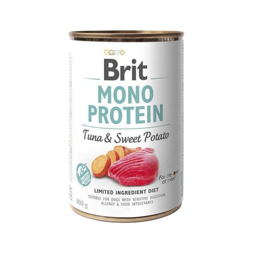 brit mono protein tuna & sweet potato puszka 400g karma mokra z tuńczykiem i batatem