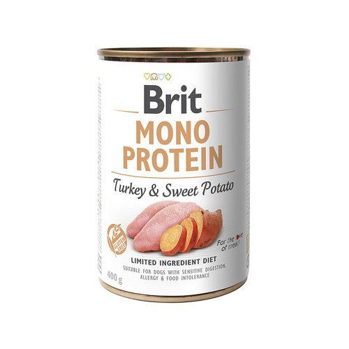 brit mono protein turkey & sweet potato puszka 400g karma mokra z indykiem i batatem