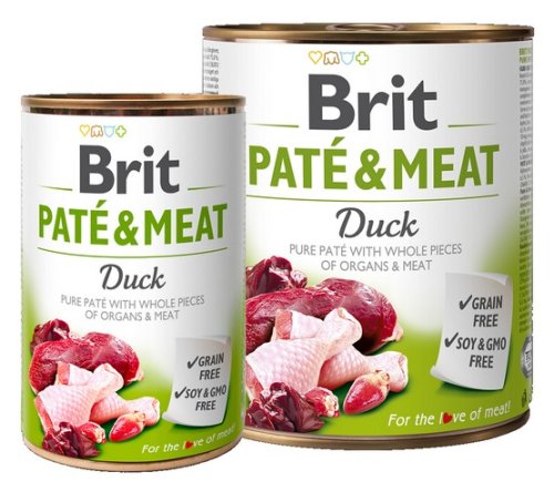 brit pate & meat dog duck puszka 800g karma mokra dla psa