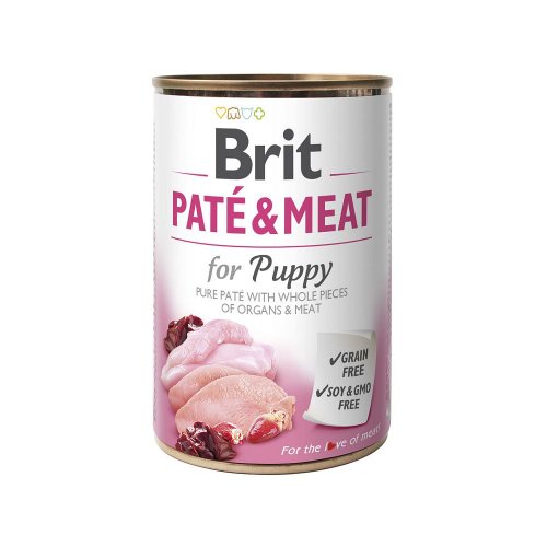 brit pate&meat puppy puszka 400g karma mokra dla szczeniąt