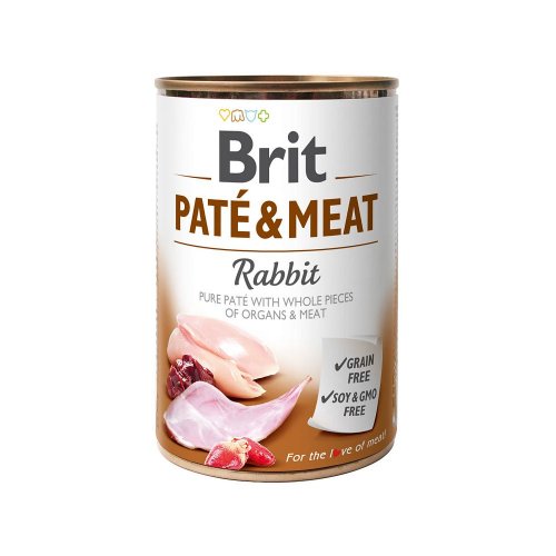 brit pate&meat rabbit puszka 400g  zestaw 12szt. karma mokra z królikiem
