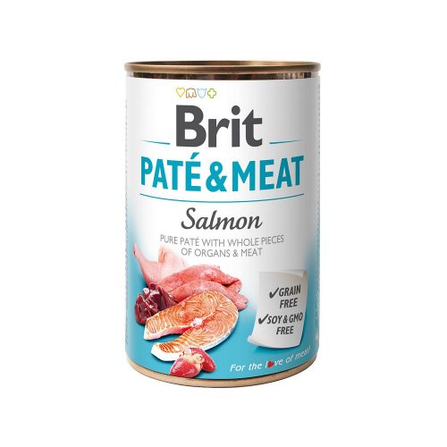 brit pate&meat salmon puszka 400g karma mokra z łososiem