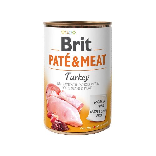brit pate&meat turkey puszka 400g  zestaw 6szt. karma mokra z indykiem