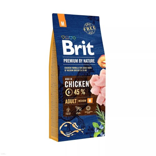 brit premium by nature adult m medium 15kg dla dorosłych psów średnich ras