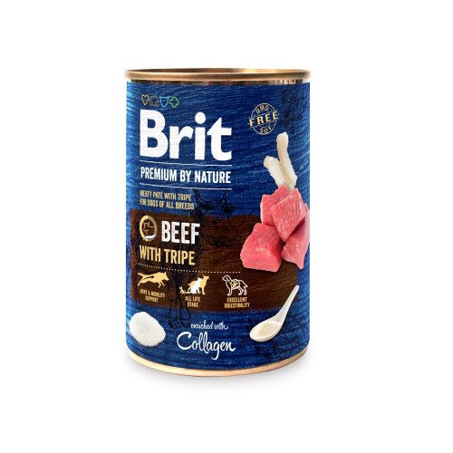 brit premium by nature beef & tripe puszka 400g wołowina i flaczki