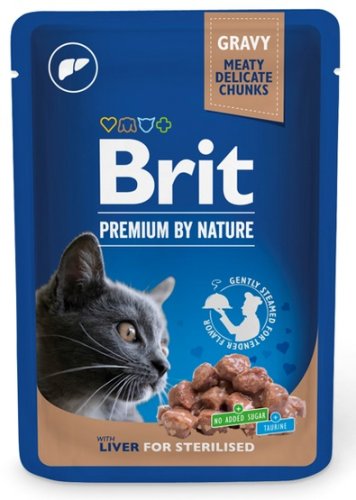 brit premium by nature cat sterilised liver sos saszetka 100g karma mokra dla kota