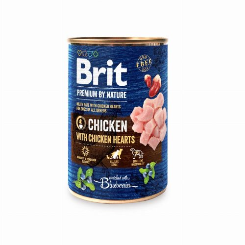 brit premium by nature chicken & hearts puszka 400g kurczak i serca