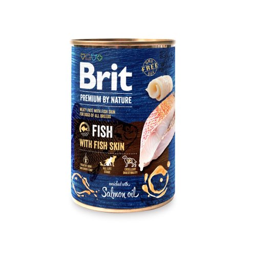 brit premium by nature fish & fish skin puszka 400g ryba ze skórą