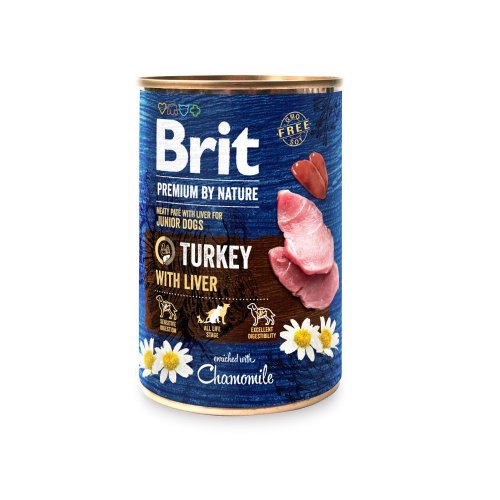 brit premium by nature turkey & liver junior 400g puszka dla szczeniąt z indykiem i wątrobą