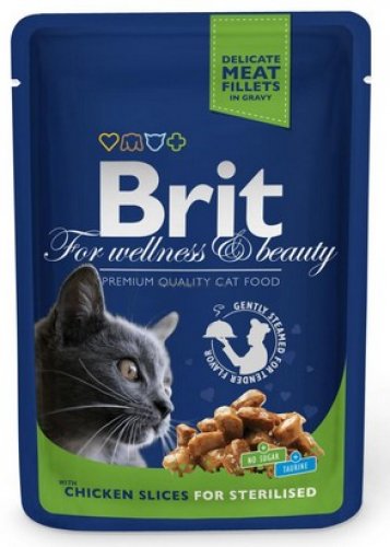 brit premium cat adult kurczak sterilised saszetka 100g dla kotów sterylizowanych 