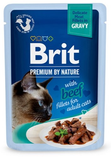 brit premium cat fillets with beef sos saszetka 85g karma mokra dla kota