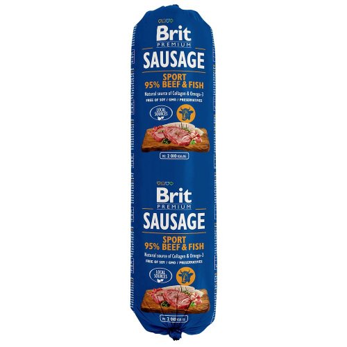 brit sausage beef & fish sport 800g  zestaw 6szt. kiełbasa, baton dla psów aktywnych z wołowiną i rybą