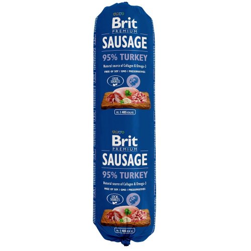 brit sausage turkey 800g kiełbasa, baton dla psa z indykiem