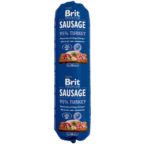 brit sausage turkey 800g kiełbasa, baton dla psa z indykiem