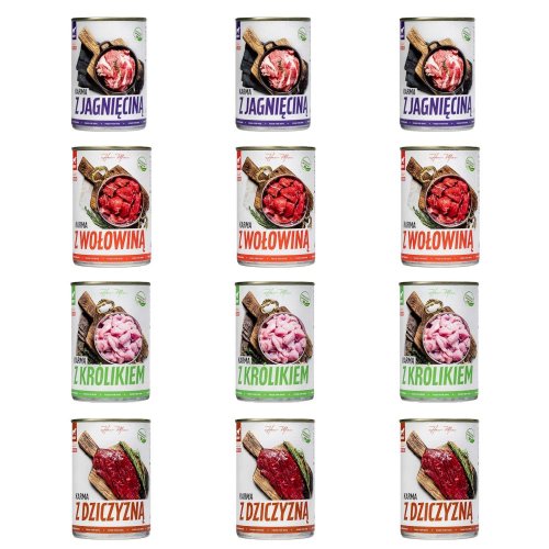 bult tuf tuf 4 smaki mix 12 x 400g puszka wołowina, dziczyzna, królik, wołowina