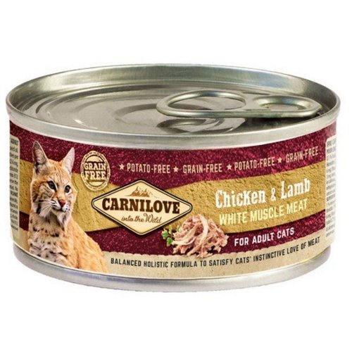 carnilove cat adult chicken & lamb 100g puszka  zestaw 12szt. karma mokra dla dorosłych kotów z kurczakiem i jagnięciną