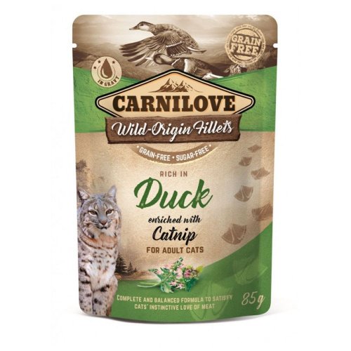 carnilove cat duck & catnip 85g saszetka  zestaw 12szt. kaczka z kocią miętką w sosie