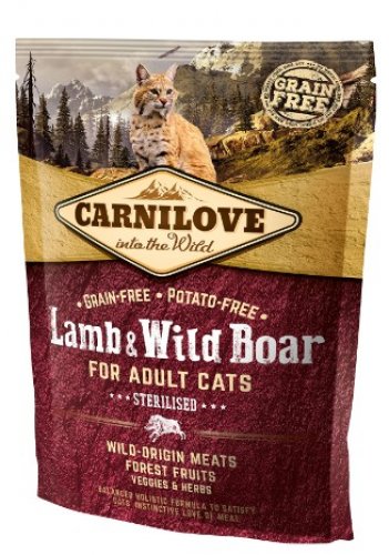 carnilove cat lamb & wild boar sterilised 400g karma dla kotów sterylizowanych z jagnięciną i dzikiem