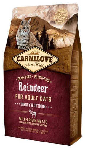 carnilove cat reindeer energy & outdoor 2kg karma dla dorosłych aktywnych kotów z reniferem