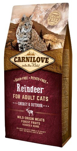 carnilove cat reindeer energy & outdoor 6kg  zestaw 2szt. karma dla dorosłych aktywnych kotów z reniferem