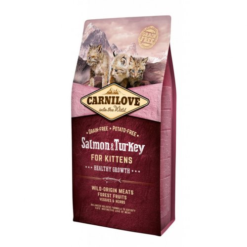 carnilove cat salmon & turkey for kittens 2kg  zestaw 2szt. bezglutenowa karma dla kociąt z łososiem i indykiem