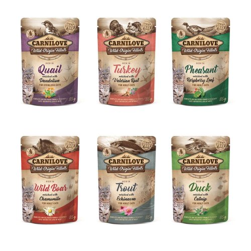 carnilove cat saszetka 85g mix. 12szt. (6 smaków) mix wszystkich smaków dla dorosłych kotów