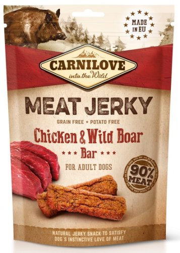 carnilove dog jerky chicken & wild boar bar 100g  kurczak i dzik