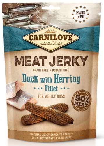 carnilove dog jerky duck & herring fillet 100g kaczka i filet ze śledzia