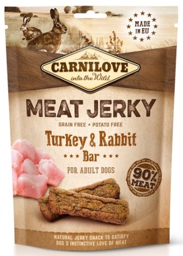 carnilove dog jerky turkey & rabbit bar 100g indyk i królik