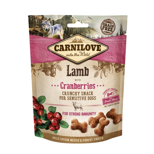 carnilove dog snack fresh crunchy lamb cranberries 200g chrupiący przysmak dla psa z jagnięciną i żurawiną
