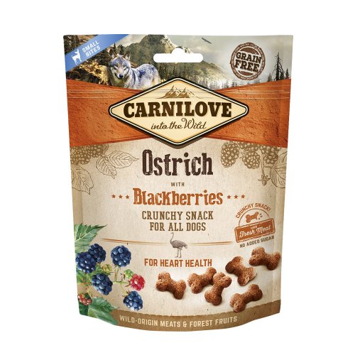 carnilove dog snack fresh crunchy ostrich blackberries 200g chrupiący przysmak dla psa z struś z jeżyną