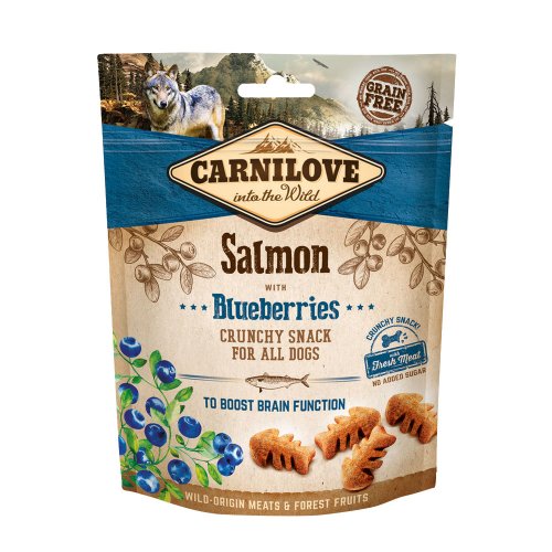 carnilove dog snack fresh crunchy salmon blueberries 200g chrupiący przysmak dla psa z łosoś z jagodami