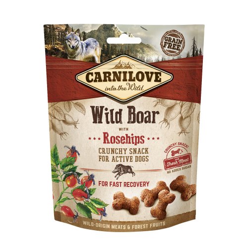 carnilove dog snack fresh crunchy wild boar rosehips 200g chrupiący przysmak dla psa z dzikiem i dziką różą