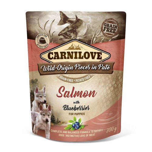 carnilove salmon & blueberries puppies  300g saszetka  zestaw 12szt. łosoś, karma mokra dla szczeniąt