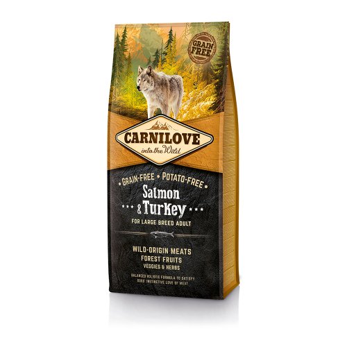 carnilove salmon & turkey large adult 1,5kg bezzbożowa karma z łososiem i indykiem dla dużych ras