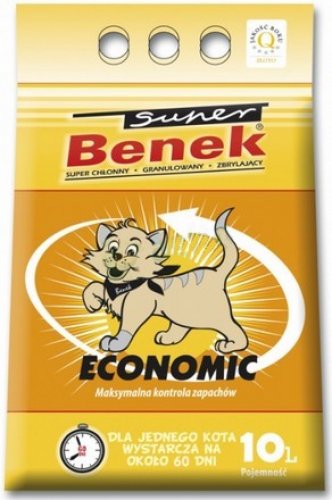 super benek economic 10l  zestaw 2szt. żwirek dla kota, bezzapachowy