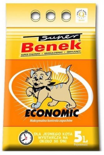 super benek economic 5l  zestaw 2szt. żwirek dla kota, bezzapachowy