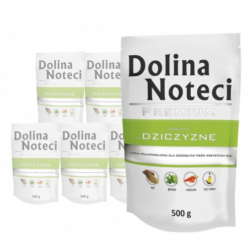 dolina noteci premium bogata w dziczyznę saszetka 500g x 10szt  zestaw 10szt. karma mokra dla dorosłych psów