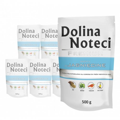 dolina noteci premium bogata w jagnięcinę saszetka 500g x 10szt karma mokra dla dorosłych psów