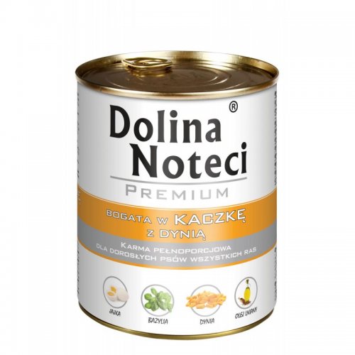 dolina noteci premium bogata w kaczkę z dynia 800g puszka karma mokra dla dorosłych psów