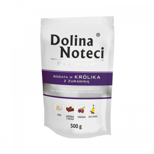 dolina noteci premium bogata w królika z żurawiną saszetka 500g  zestaw 10szt. karma mokra dla dorosłych psów