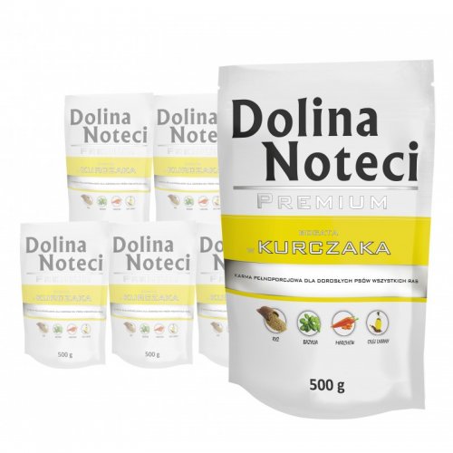 dolina noteci premium bogata w kurczaka saszetka 500g x 10szt karma mokra dla dorosłych psów