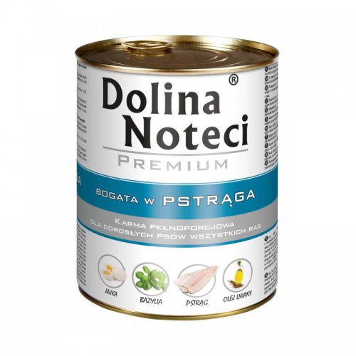 dolina noteci premium bogata w pstrąga 800g puszka karma mokra dla dorosłych psów