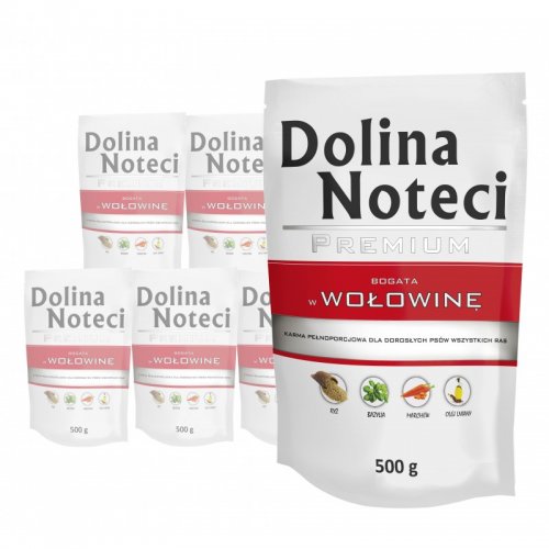 dolina noteci premium bogata w wołowinę saszetka 500g x 10szt  zestaw 10szt. karma mokra dla dorosłych psów