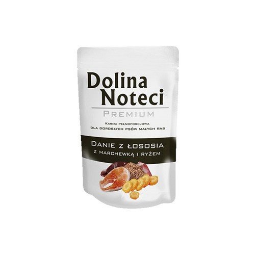 dolina noteci premium danie łosoś, marchewka i ryż 100g dla małych ras