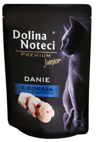 dolina noteci premium kot junior danie z dorsza i sardynki saszetka 85g karma mokra dla kota