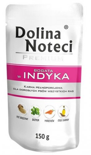 dolina noteci premium bogata w indyka saszetka 150g karma mokra dla dorosłych psów