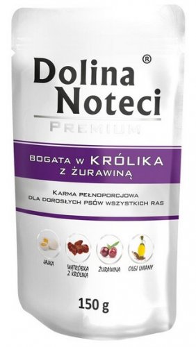 dolina noteci premium bogata w królika z żurawiną saszetka 150g karma mokra dla dorosłych psów